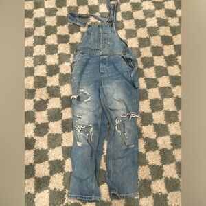 BDG distressed medium wash denim overalls